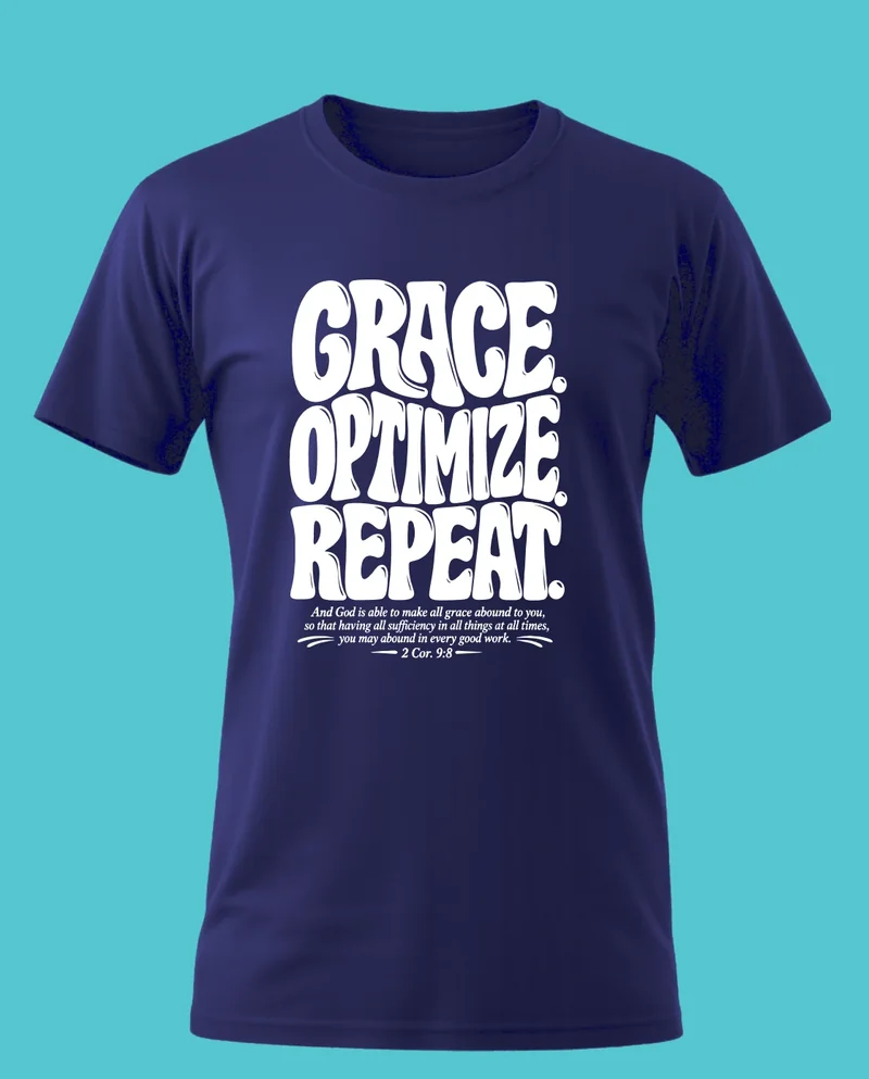 BCM Crew Neck T-Shirt — Grace Optimize Repeat — Navy