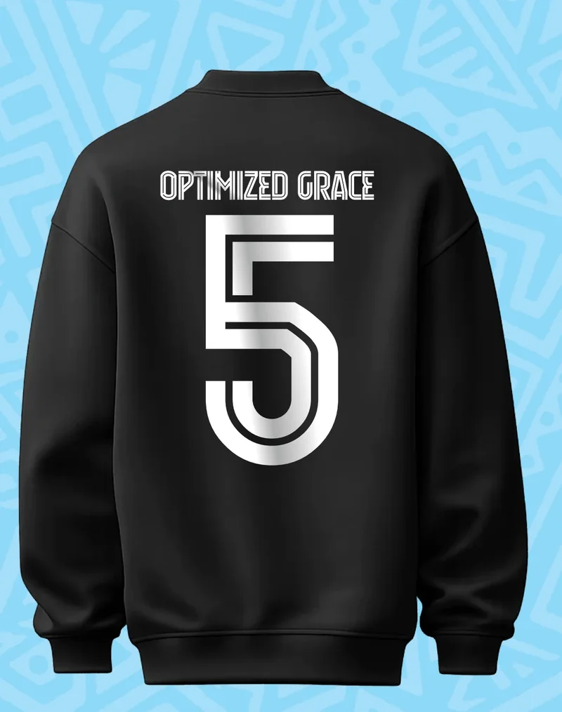 BCM Sweatshirt — More Grace Less Stress — Black — back