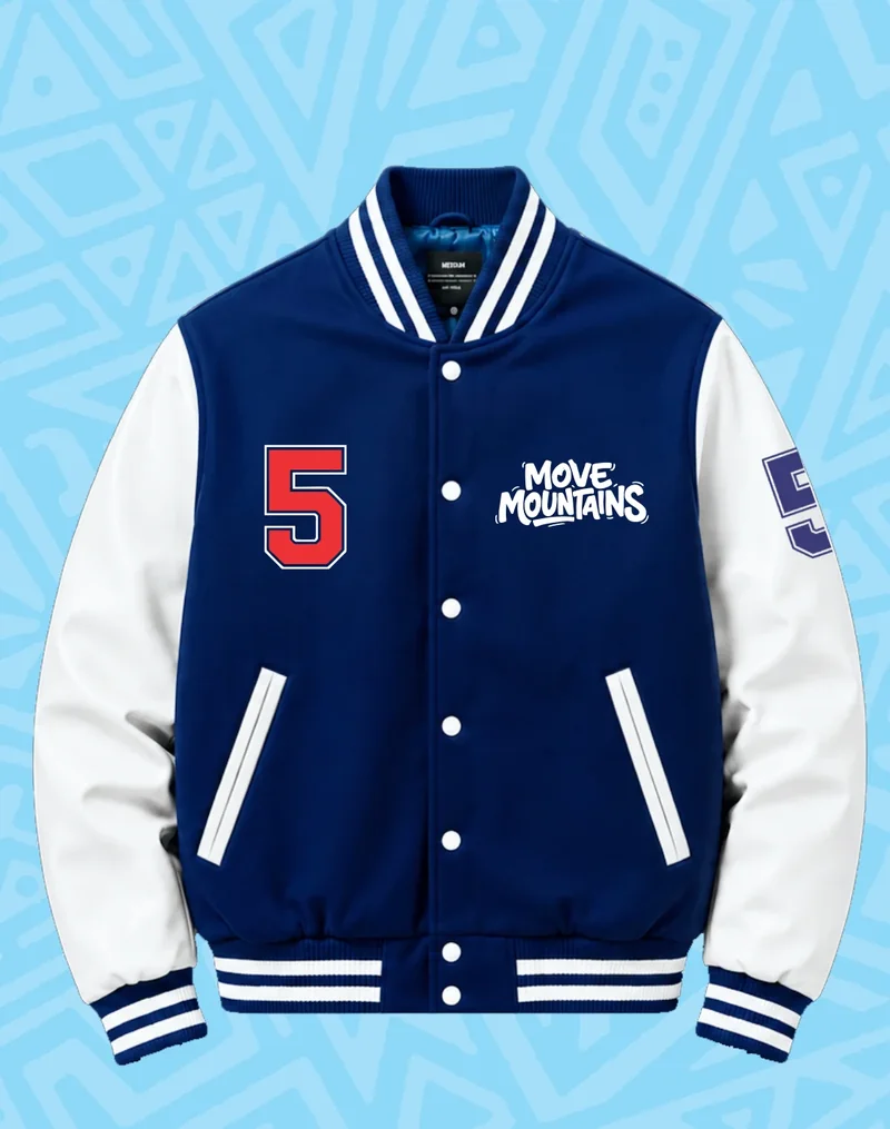 BCM Varsity Jacket — Optimized Grace 5 — Navy/White — front